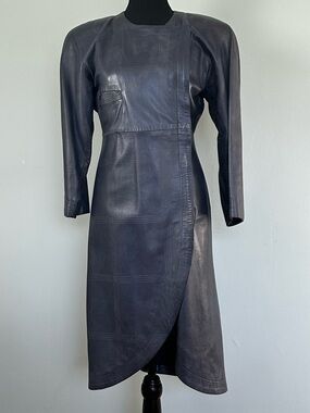 Fabulous Mario Valentino Leather Midi Wrap Dress | 80’s 🇮🇹 Statement